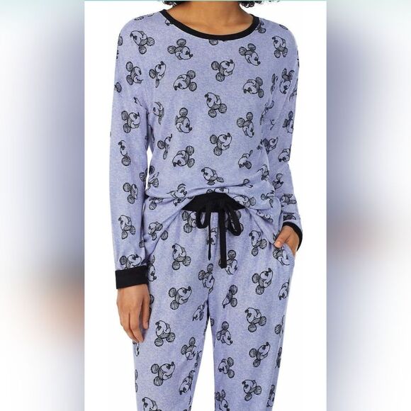 Disney Mickey Mouse 2pc Blue Cozy Long Sleeve Jogger Lounge Pajama Set Size 3X - Picture 2 of 5